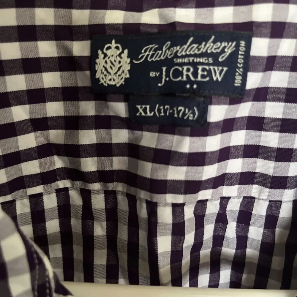 J. Crew Haberdashery Shirthings Men’s Button Down Shirt Purple/white Gingham XL